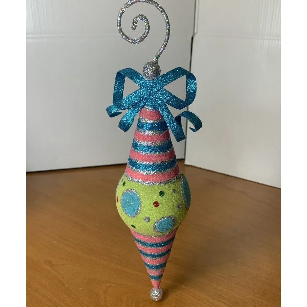 Raz Imports Multicolored Flocked Finial Christmas Ornament